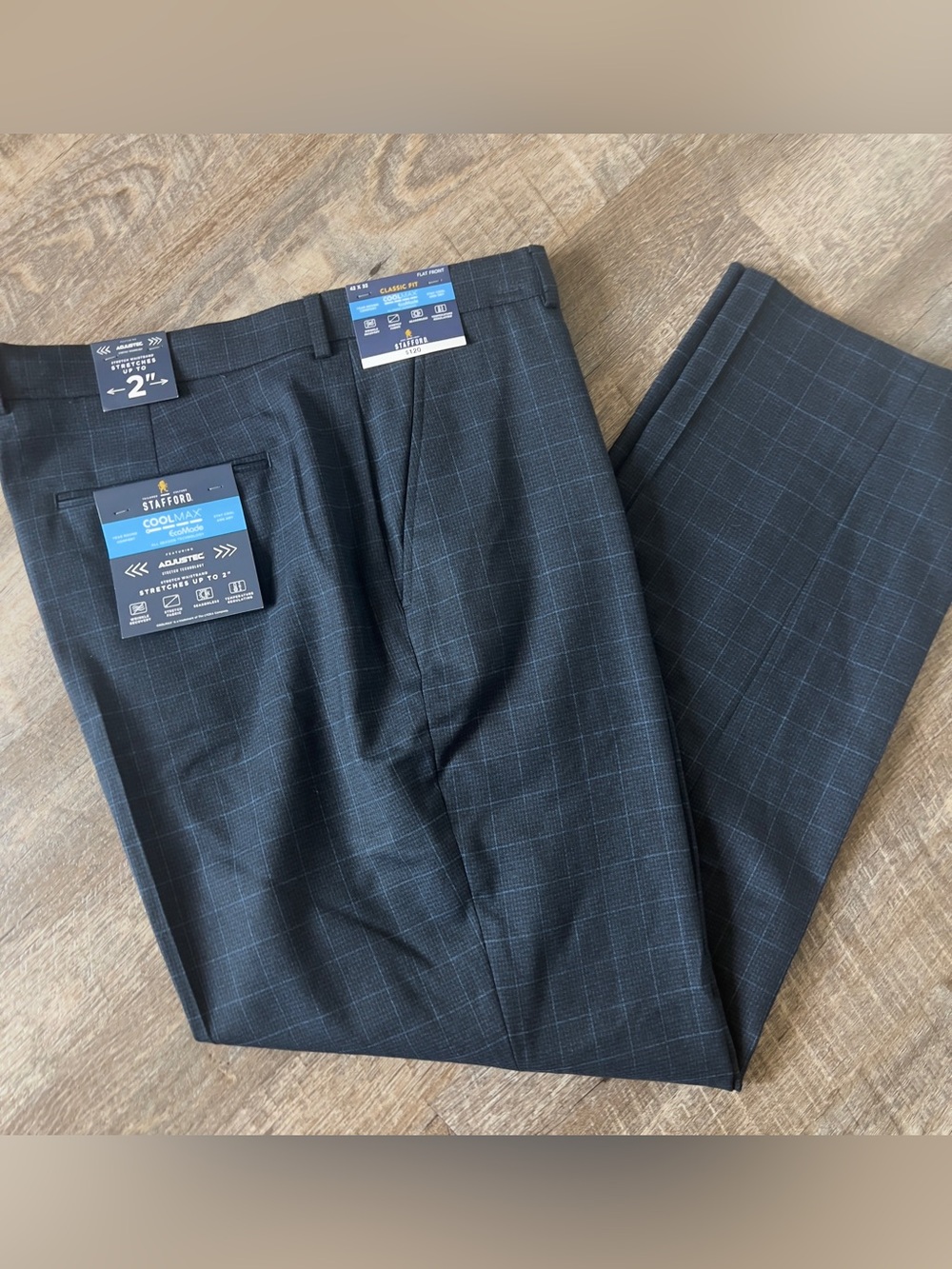 Stafford Coolmax All Season Ecomade Classic Fit Flat Front Suit Pant-Size 42x32